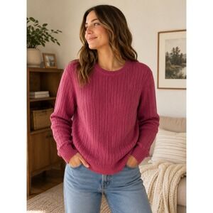 IZOD Womens XL Pink Cable Knit Sweater Cotton Pullover‎